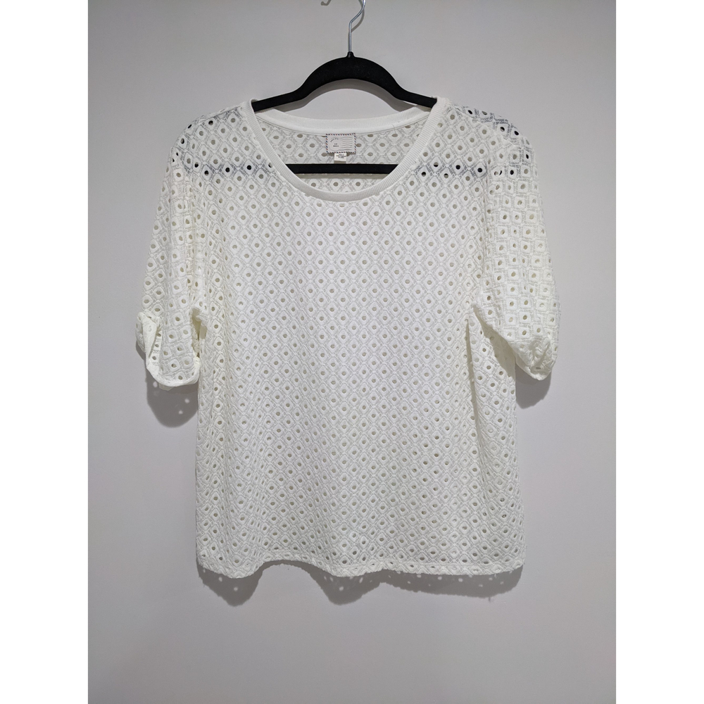 Postmark Anthropologie White Short Sleeve Top Size Small